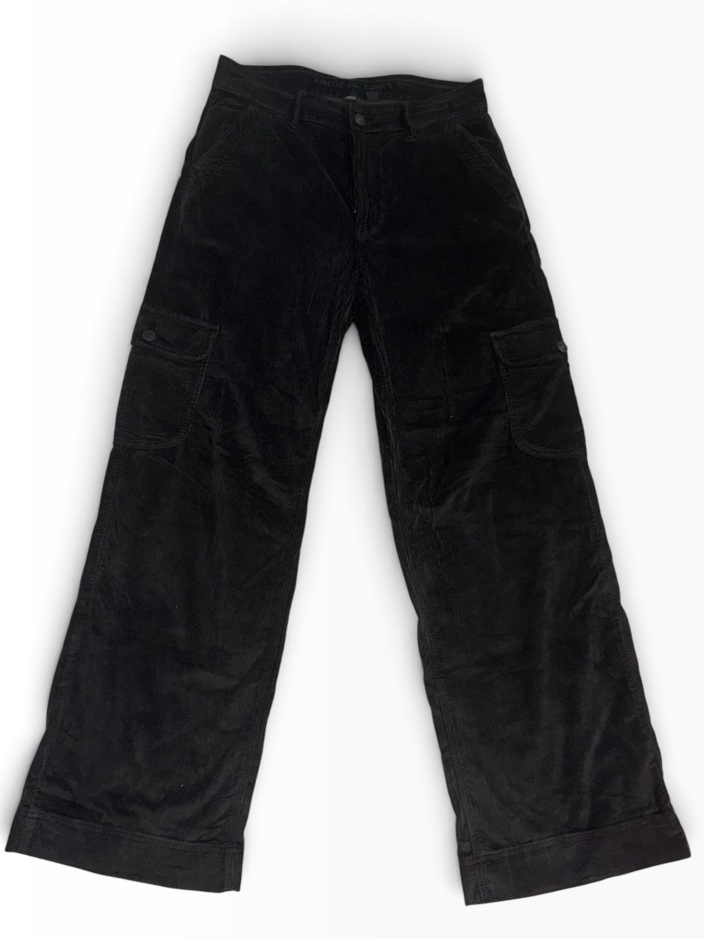 American Eagle Wide Leg Size 8 Women’s Corduroy Pants Black High Rise